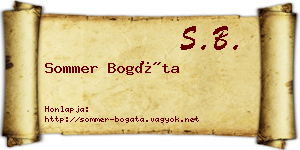 Sommer Bogáta névjegykártya